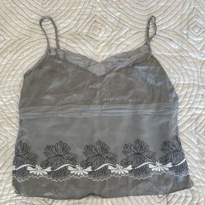 Gray Floral Embroidered Women's Top